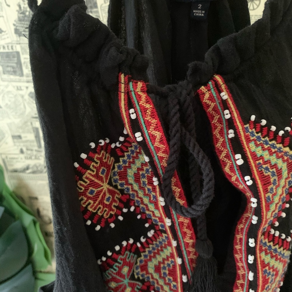 Madewell embroidered maxi black slit dress SZ Xs 2 - Picture 13 of 14
